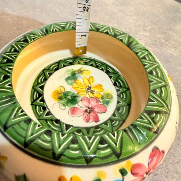 Costa Rican Art Pottery Bowl Geo Floral Motif Trinket Key Dish VTG Chic Decor - Picture 10 of 11